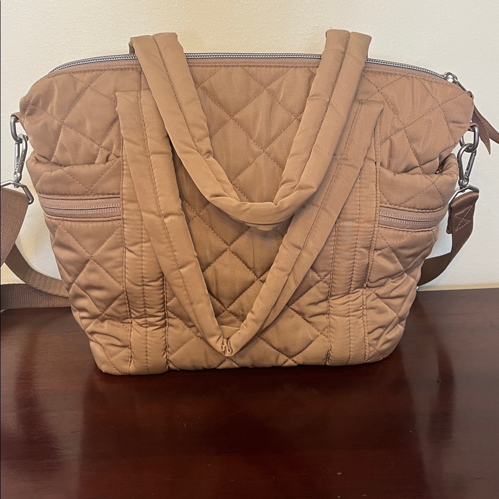 Vera Bradley Performance Twill Small Multi Strap Tote Bag Meadowlark Tan Puffer - Picture 6 of 11
